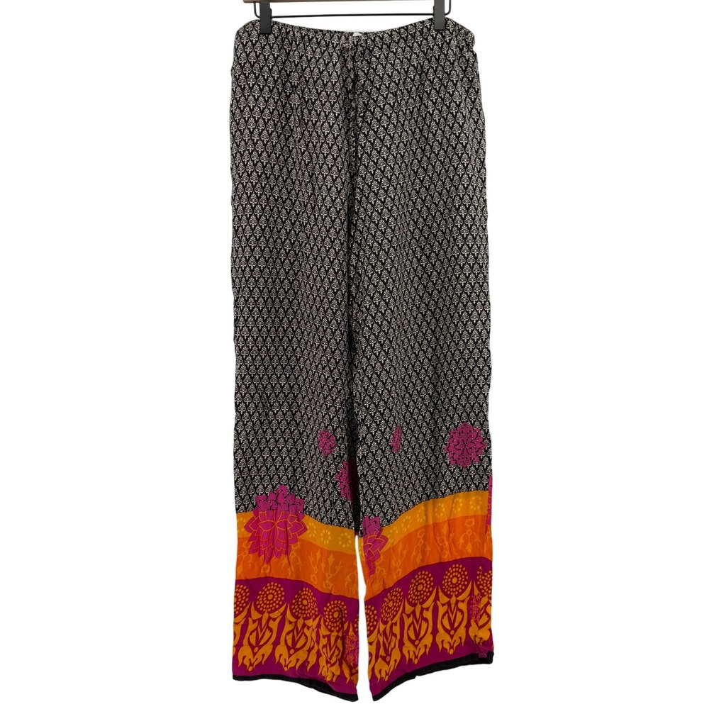 Sudara Punjammies Boho Lounge Pajama Pants Black Damask Women XL Tall Floral